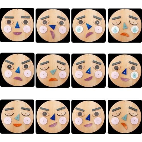 Kids Emotion Building Blocks Montessori Toys Wooden Emotional Expression Bricks Educational Toys For Children Mood Learning Toys