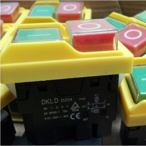DZ04 4 pins Waterproof Electromagnetic Push Button Switches Start Stop Switch for Grinding Machine 250VAC 8(6)A