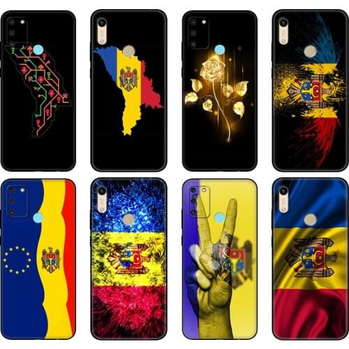 Black tpu Case For Honor 8a Prime 8s 9 10X Lite 9A 9C 9X Premium Pro 9S Case Cover Moldova Flag