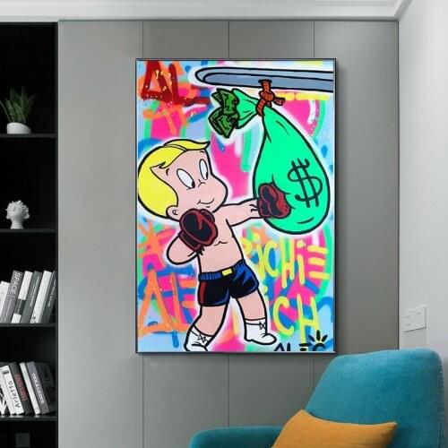 Graffiti Art Canvas Painting Alec Monopoly Richi Money Posters and Print Wall Art Picture for Living Room Home Decoration Cuadro