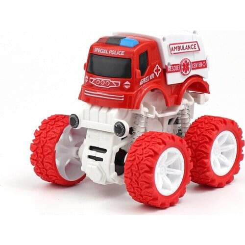 Inertia Rotatable Boy Friction Power Four-Wheeled Off-Road Rescue Truck First Aid Vehicle Diecast Model Inertial Ambulance Car