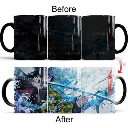 Demon Slayer Tomioka Giyuu Mugs 11oz Ceramic Heat Sensitive Color Changing Coffee Mug Boy Friends Birthday Gift Milk Cup