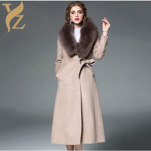 X-long Women Winter Jackets With Warm Real Fox Fur Coat Top Selling Woollen Clothes With Detachable Fox Fur Collar Fashion 2018