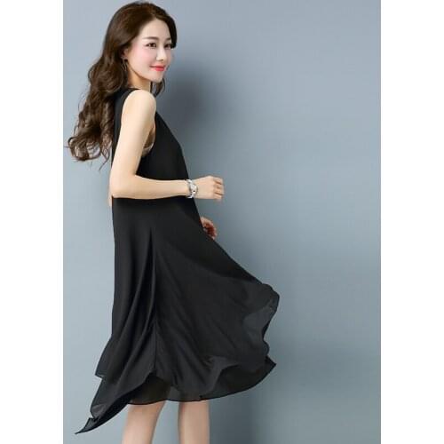 Summer Chiffon Dress Women Sleeveless Beach Dress Casual Loose Dress Female Dress Fashion Clothing