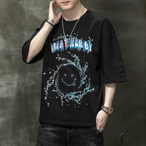 Summer Five-Point Sleeve Short-Sleeved T-Shirt Loose Version of The T-Shirt Mid-Sleeve Half-Sleeved Mens Fashion Brand Men