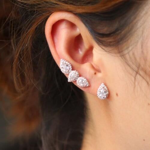 Top Fashion Sale Pendientes Oorbellen Fashion Elegant Jewelry Women Stud Earring Cz Asymmetry Female Luxury Zircon Dainty