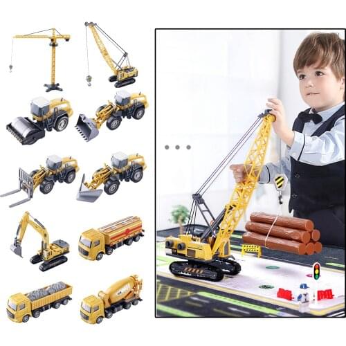 Alloy Construction Trucks Building Vehicles Crane Forklift Digger Excavator