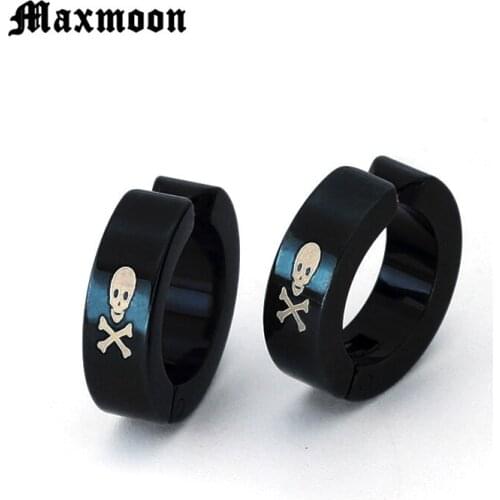 Maxmoon 1 Pair Vintage Magnet Magnetic Ear Stud Non Piercing Clip Black Earrings Fake Earrings for Boyfriend Lover