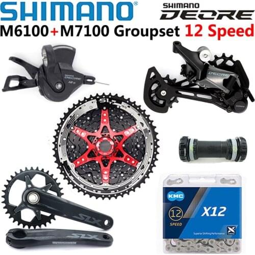SHIMANO DEORE M6100 M7100 Groupset 12 Speed Shifter Rear Derailleur SunRace CSMZ901 Cassette KMC X12 chain M7100 Crankset