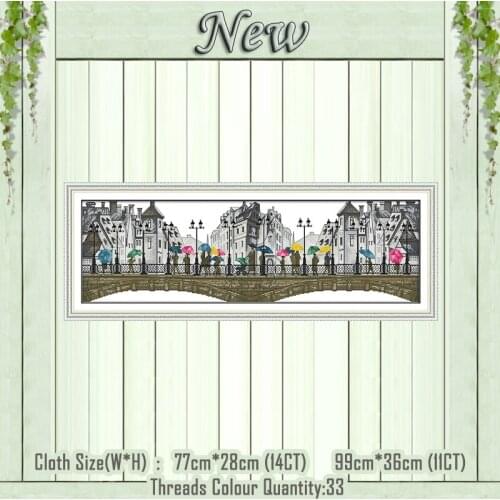 The scenery in the rain painting counted print on the canvas DMC 11CT 14CT kits chinese Cross Stitch embroidery needlework Sets