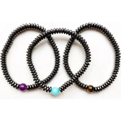 Natural Hematite Stone Healing Crystal Energy Meditation Therapy Bracelet Men Women Wrist Decor