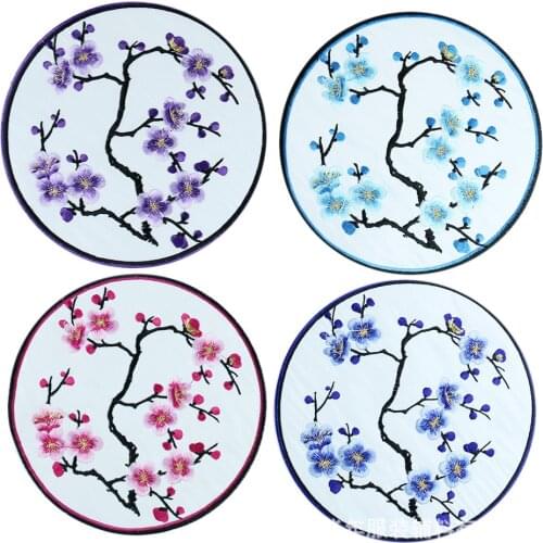 New Plum Blossom Flower Floral Applique Clothes Cheongsam Patches Fabric Stickers Sew on Patch Craft Sewing Embroidered Tools