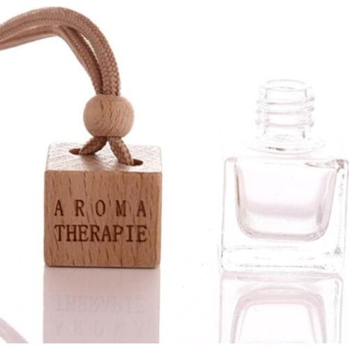 Wholesale 6ml empty hanging car air freshener diffuser glass perfume bottles With Wooden Cap 500pcs/lot SN498