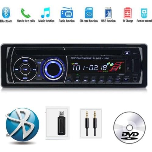 With Remote Control CD DVD MP3 player Car Radio Stereo BT Bluetooth Audio Music Removable panel 1 DIN FM AUX IN USB SD card