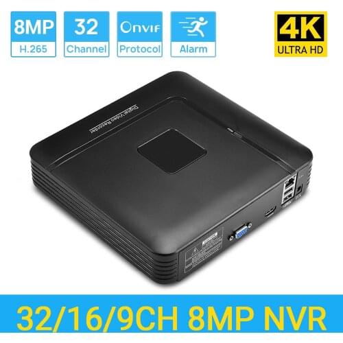 Hamrolte CCTV NVR 4CH 5MP/ 8CH 4MP/ 16CH 5MP Mini Onvif Network Video Recorder Email Alert IE Cloud Max 4K Video Output H.265