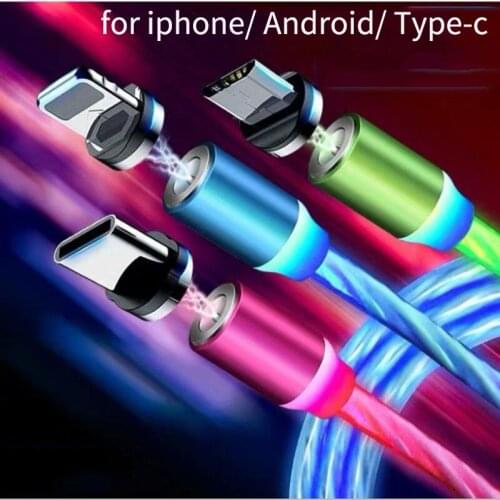 WGX Luminous Magnetic USB Cable Fast Charging USB Type C Cable Magnet Charger Data Charge Micro USB Cable Mobile Phone Cable USB