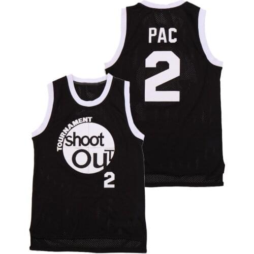 BG Basketball jerseys TOURNAMENT SHOOT OUT 2 pac jersey Embroidery sewing Outdoor sportswear Black grey movie style