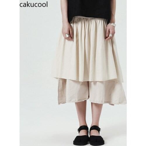Cakucool2020 Spring and summer new dark wind retro layered hakama ruffle solid color skirt pettiskirt