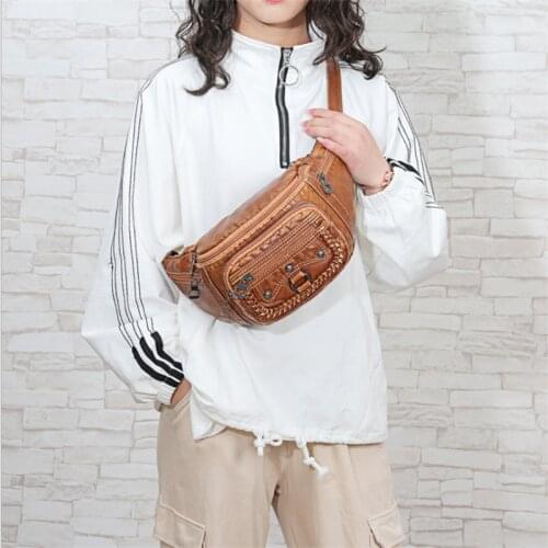 PU Leather Mens Unsix Waist Belt Pack Storage Bag Women Hip Pouch Sundries Travel Storage Bags Black Brown