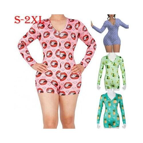 Sexy Romper Women 2020 Spring Summer Long Sleeve V-neck Floral Print Romper Women Christmas Bodysuits Female Bodycon Plus Size