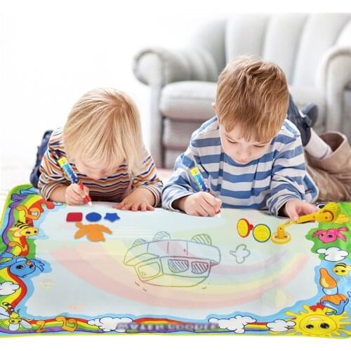 120*90cm Big Size Cartoon Magic Water Drawing Mat with 4 Magic Pens & Stamp Set Painting Board Doodle Mat Educational Toys