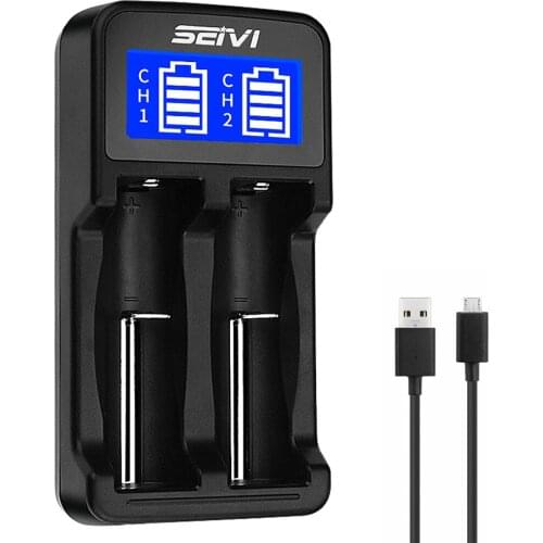 18650 Charger LCD Display Dual USB Intelligent Charger for 18490 18350 17670 17500 16340(RCR123) 14500, Ni-MH/Ni-Cd A/AA/AAA