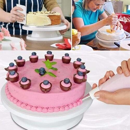 2Pcs/set Kitchen Cake Decorating Rotating Cake Turntables Cake Stand Adjustable Kitchen Turning Sugar Leveling Device Cake Tools