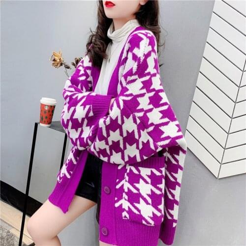 2021 Spring and Autumn New Fashion Loose Sweater Cardigan Womens Knitted Net Red Jacket Casual