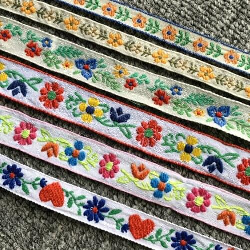 3YARD 3/4 INCH 11-20MM Khaki Flowers Heart Handmade Jacquard Ribbon Lace MJZDMH200813