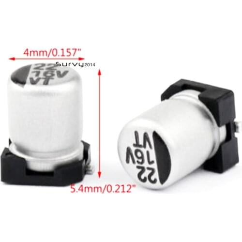 50/100pcs 4x5.4 SMD Capacitor 22uF 16V VT Aluminum Electrolytic Capacitor US