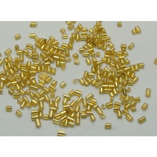 5000 Glass Tube Bugle Seed Beads 2X2mm Champagne Silver-Lined + Storage Box