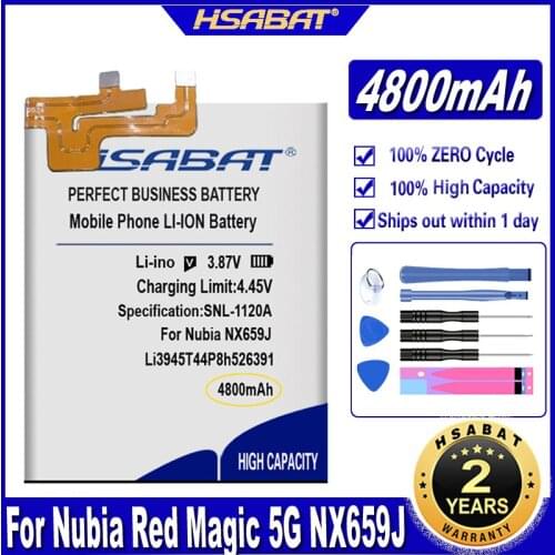 HSABAT LI3945T44P8H526391 4800mAh Battery for ZTE Nubia Red Magic 5G NX659J Batteries