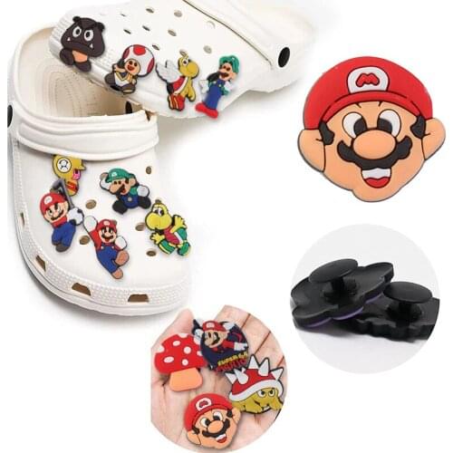 Super Mario Shoes Accessories Anime Figure Luigi Mushroom PVC Shoes Buckle Accessories Sandals Decorate Buckle Decorations Toys