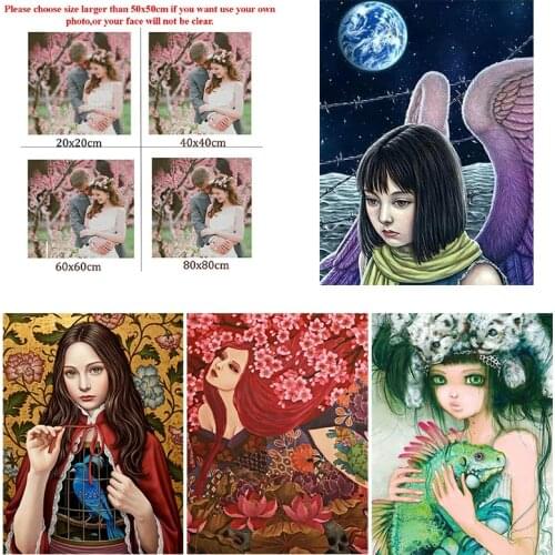 Diy Diamond Painting Custom Figure Painting Geisha Chameleon Girl Living Room Bedroom Wall Cross Stitc Mosaic Home Decora