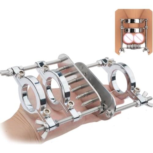 BDSM Sex Toys Stainless Steel Heavy Scrotum Pendant Ball Stretchers Scrotum Testicle Chastity Lock Cock Ring Penis Ring For Male