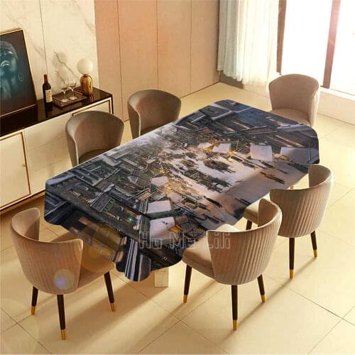 White Christmas Snow Scenery Is Beautiful Barbecue Picnic Home Party Table Cloth