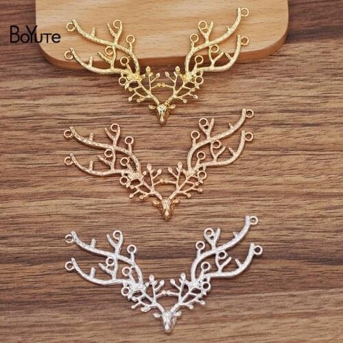 BoYuTe (10 Pieces/Lot) 72*42MM Alloy Elk Antlers Pendant Materials Factory Supply Handmade DIY Hair Jewelry Accessories