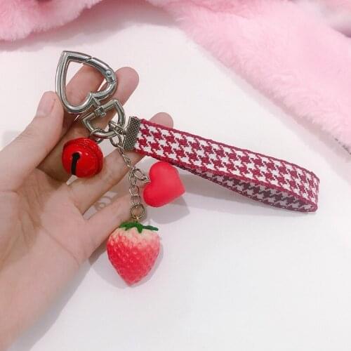 New Mature Strawberry Pendant with Love Bells for Car Pendant Key Chain
