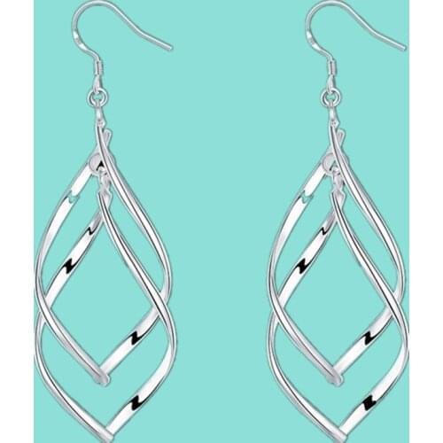 Silver Color Charm For Women Lady Wedding Gift Lovely Fashion Dual Shaped Earrings Fashion Leaf Silver Women Earrings