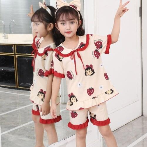 Childrens Pajamas For Girls Clothes Cartoon Pyjamas Kids Sleepwear Princess Nightwear Suit Cotton Baby Pajamas Set