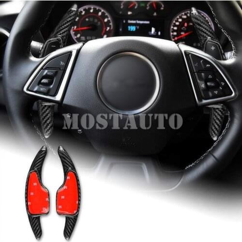 For Chevrolet Camaro 2016-2021 Corvette C7 2015-2019 Carbon Fiber Paddle Paddle Shift Steering Wheel Shifter Extension Black/Red