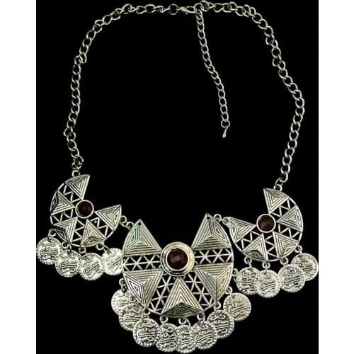 Tribal Indian necklace Long bib color Gold Belly Dance Statement Necklace Maxi Oxidized Chinese Ethnic Thailand Turkish Jewlery