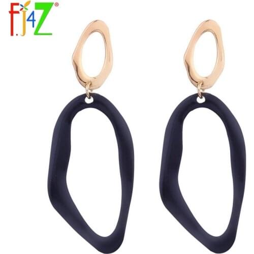 F.J4Z Hot Euramerican Style Personality Dangle Earrings For Women Party Jewelry Accessories Popular Simple Metal Earrings
