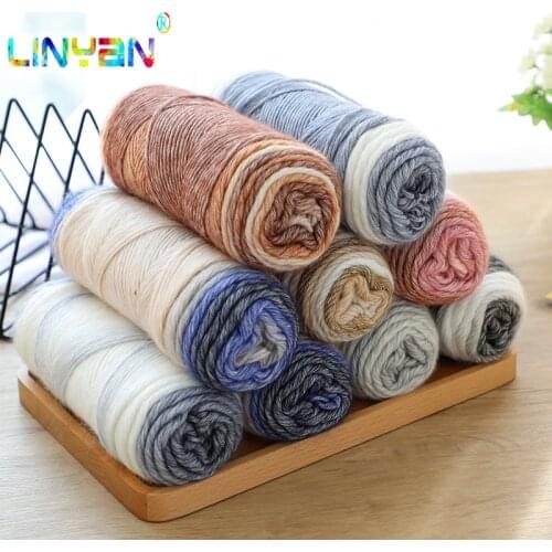 3 balls * 100g space dye cake gradient color cotton yarn knit scarf hand knitting woolen yarn DIY thick sweater threads t59