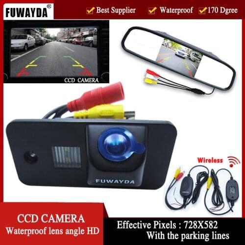 FUWAYDA Wireless CCD Car rear view camera for AUDI A3 S3 A4 S4 A6 A6L S6 A8 S8 RS4 RS6 Q7 4.3 Inch Rearview Mirror LCD Monitor