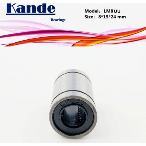 Kande Bearings LM8UU 10pcs LM8UU Linear Bearing 8x15x24mm LM8 UU Linear Bearing LM8