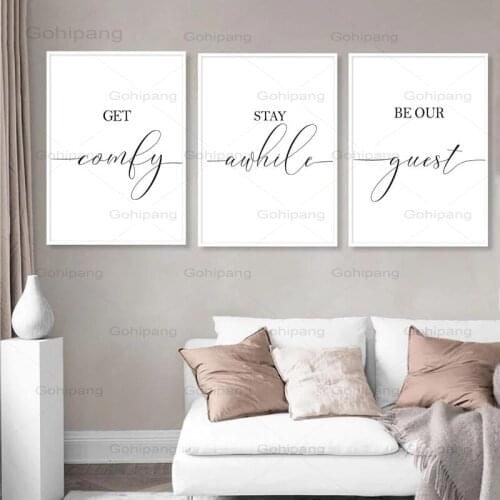 Canvas Painting Get Comfy Stay A While Prints Guest Room Decor Be Our Guest Sign Poster Guest Room Picture Decor Wedding Sign