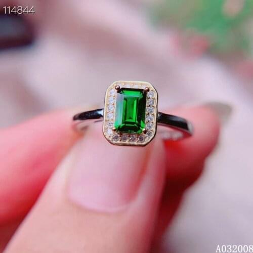 KJJEAXCMY fine jewelry 925 sterling silver inlaid natural diopside ring new vintage female ring support test hot selling