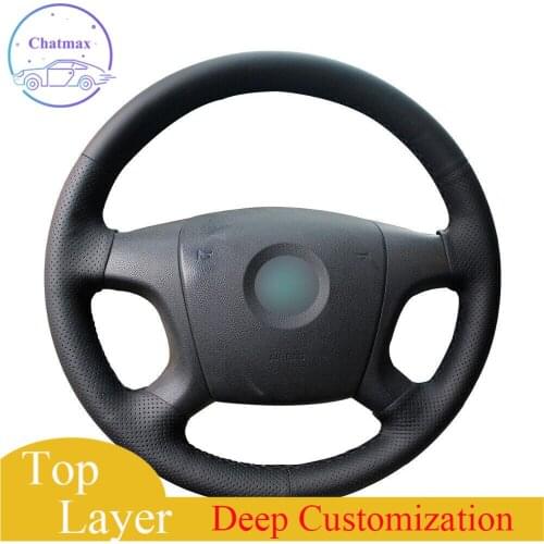 For Old Skoda Octavia 2005-2009 Fabia 2005 Hand stitched Leather Steering Wheel Cover anti-slip all season comfortable touch