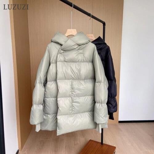 LUZUZI New Winter Down Jacket Women Light Warm Down Coats 2021 Oversized Puffer Jacket Female Casual Tops Winter Warm Parka